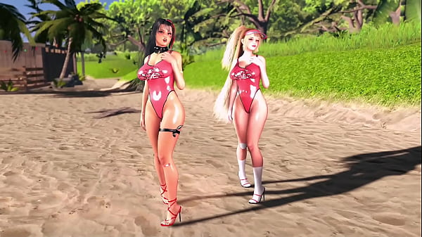 Cute lifeguards Bay and Clay dance in bodysuits on a hot summer beach 3 min