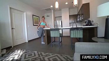 Horny blonde stepmom Candice Dare bounce her big ass on stepson's cock 8 min