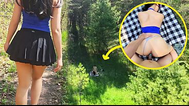 Almost creampied Asian tight pussy during outdoor hiking 12 min