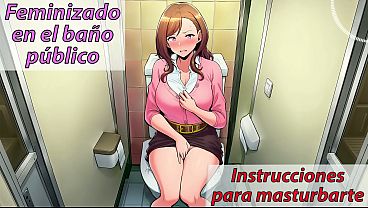They feminize you in a public restroom. Obey! - ASMR JOI Spanish voice. 9 min